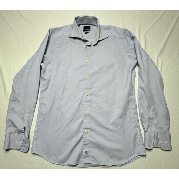 David Donahue Men's Blue/White Trim Fit Button Up Shirt - Size S (15.5 - 34/35) - Picture 1 of 5
